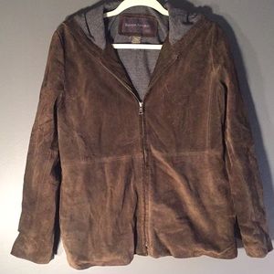 Brown suede Banana Republic hooded jacket